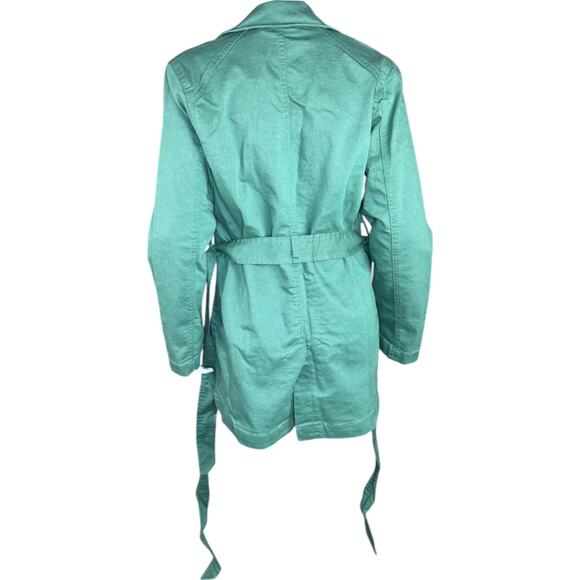 DG2 Diane Gilman Green Trench Jacket XS NWT Belted Cotton Blend 30th Anniversary - Picture 7 of 13